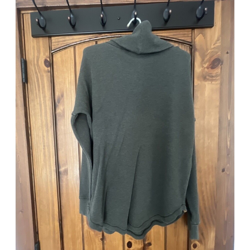 Tentree Shirt Women M Green Thermal Waffle Knit Long Sleeve John Organic 10 Tree - Picture 2 of 8